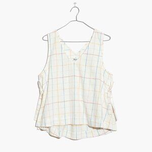 Madewell Side-Tie Tank Top in Windowpane S
